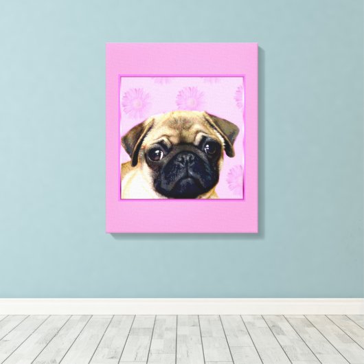 Pug hond canvas afdruk (Insitu (Houten vloer))