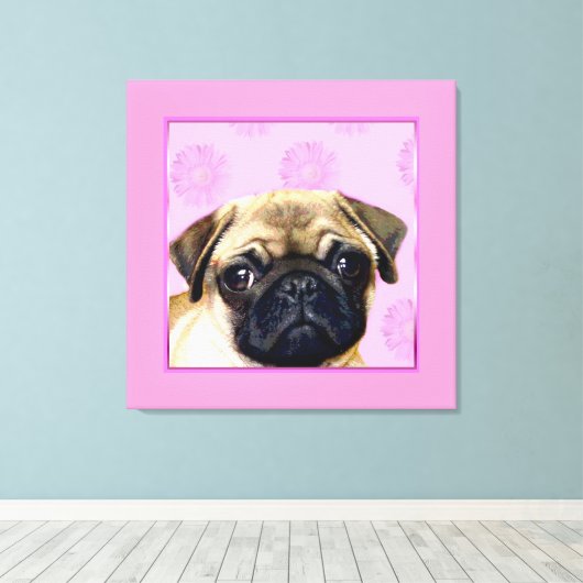 Pug hond canvas afdruk (Insitu (Houten vloer))