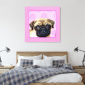Pug hond canvas afdruk (Insitu (Slaapkamer))