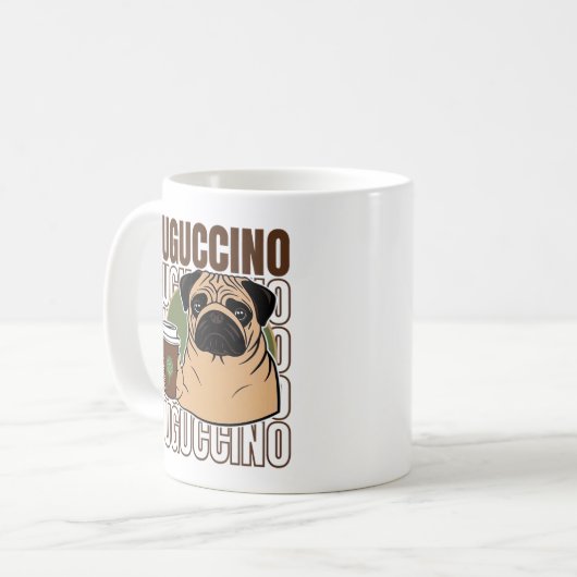 Pug hond cappuccino koffiemok (Voorkant links)