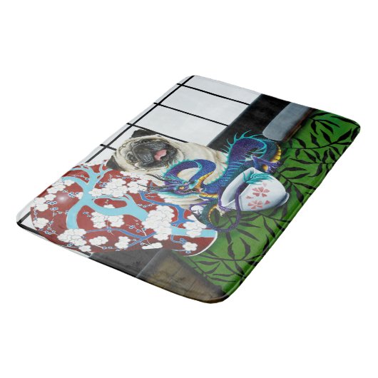 Pug Hond Chinese Draak Badmat (Gekanteld)