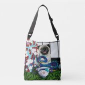 Pug Hond Chinese Draak Crossbody Tas (Voorkant)