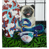Pug Hond Chinese Draak Douchegordijn (Voorkant)