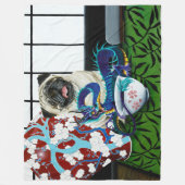 Pug Hond Chinese Draak Fleece Deken (Voorkant)