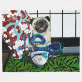 Pug Hond Chinese Draak Fleece Deken (Voorkant (Horizontaal))