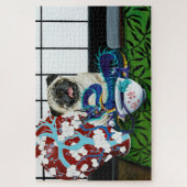 Pug Hond Chinese Draak Legpuzzel (Verticaal)