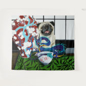 Pug Hond Chinese Draak Wandkleed (Voorkant (horizontaal))