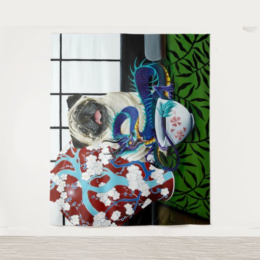 Pug Hond Chinese Draak Wandkleed (Voorkant)