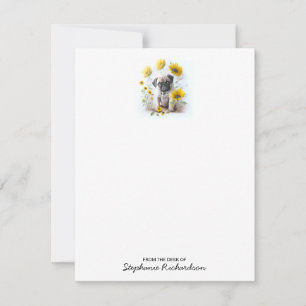 Pug Hond Cute Gepersonaliseerde Puppy Aquarel Notitiekaartje