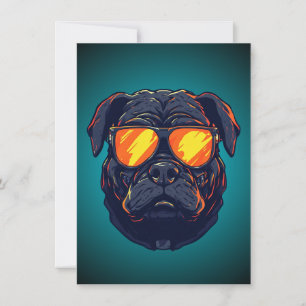 Pug Hond Cyberpunk Mecha Neon Zonnebril Gaming Geb Kaart