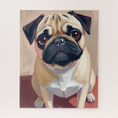 Pug Hond Dieren Schilderij Legpuzzel (Verticaal)