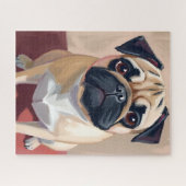 Pug Hond Dieren Schilderij  Legpuzzel (Horizontaal)