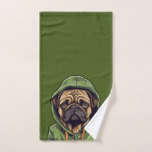 Pug Hond Dragen Groene Hoodie Bad Handdoek (Handdoek)