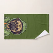 Pug Hond Dragen Groene Hoodie Bad Handdoek (Handdoek)