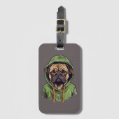 Pug Hond Dragen Groene Hoodie Bagagelabel (Voorkant (verticaal))