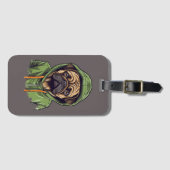 Pug Hond Dragen Groene Hoodie Bagagelabel (Voorkant (horizontaal))