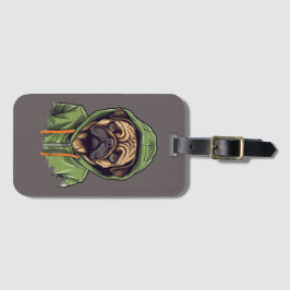 Pug Hond Dragen Groene Hoodie Bagagelabel