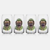 Pug Hond Dragen Groene Hoodie Blikvorm Glas (Achterkant)