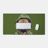 Pug Hond Dragen Groene Hoodie Bureaumat (Keyboard & Muis)
