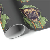 Pug Hond Dragen Groene Hoodie Cadeaupapier (Rol Hoek)