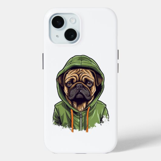 Pug Hond Dragen Groene Hoodie Case-Mate iPhone Case (Achterkant)