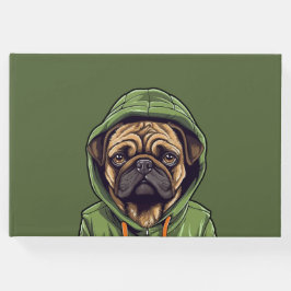 Pug Hond Dragen Groene Hoodie Gastenboek