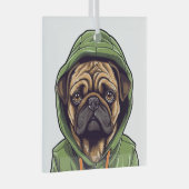 Pug Hond Dragen Groene Hoodie Glas Ornament (Voorkant Rechts)