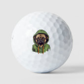Pug Hond Dragen Groene Hoodie Golfballen (Voorkant)