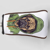 Pug Hond Dragen Groene Hoodie Golfheadcover (Voorkant)