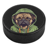 Pug Hond Dragen Groene Hoodie Hockey Puck (3/4)