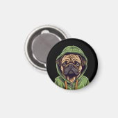 Pug Hond Dragen Groene Hoodie Magneet (Voorkant / Achterkant)