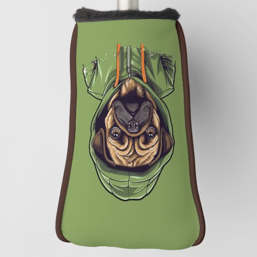 Pug Hond Dragen Groene Hoodie Putter Golfheadcover (Draai 90)