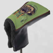 Pug Hond Dragen Groene Hoodie Putter Golfheadcover (3/4 voorkant)