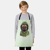 Pug Hond Dragen Groene Hoodie Schort (Gedragen)