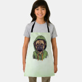 Pug Hond Dragen Groene Hoodie Schort (Insitu)