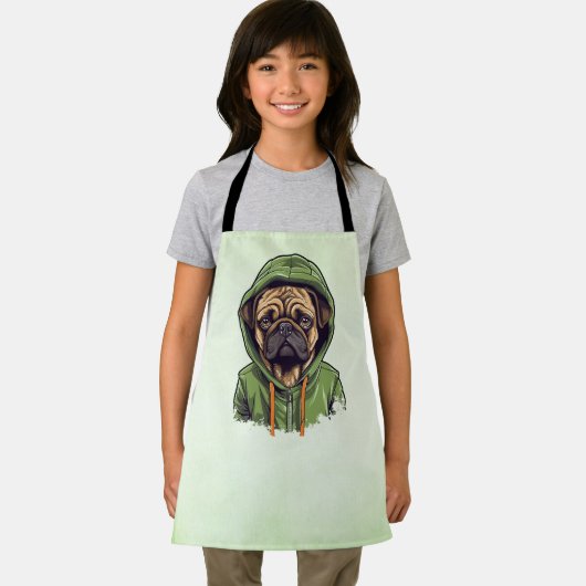 Pug Hond Dragen Groene Hoodie Schort (Insitu)