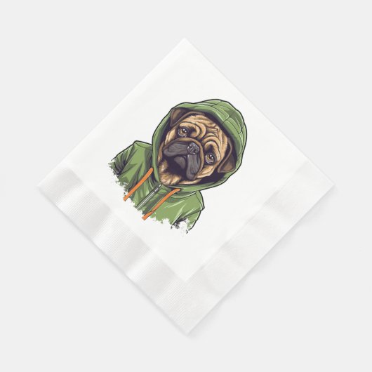 Pug Hond Dragen Groene Hoodie Servet (Hoek)