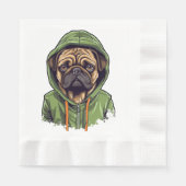 Pug Hond Dragen Groene Hoodie Servet (Voorkant)
