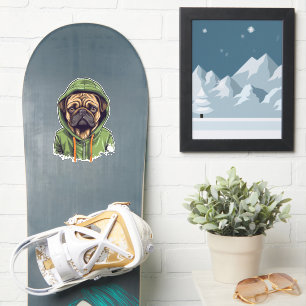 Pug Hond Dragen Groene Hoodie Sticker