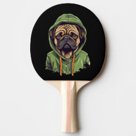 Pug Hond Dragen Groene Hoodie Tafeltennisbatje