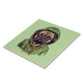 Pug Hond Dragen Groene Hoodie Tegeltje (Zijkant)