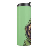 Pug Hond Dragen Groene Hoodie Thermosbeker (Gedraaid links)