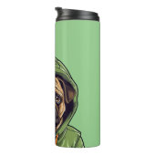Pug Hond Dragen Groene Hoodie Thermosbeker (Geroteerd rechts)