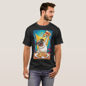 pug hond eet pizza t-shirt (Voorkant volledig)