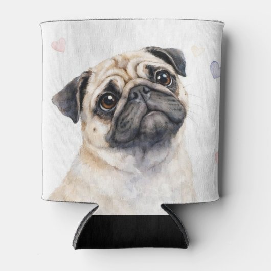 Pug-hond en Hartjes Schattig Blikjeskoeler (Voorkant)
