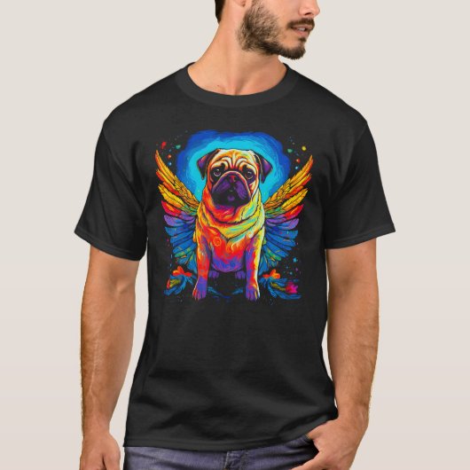 Pug Hond Engelenvleugels T-shirt (Voorkant)