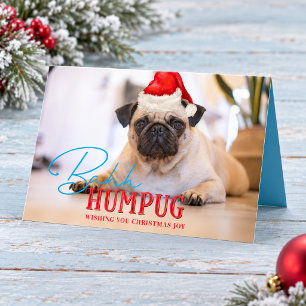Pug Hond Foto Grappige Bah Humpug Kerstmis Feestdagen Kaart