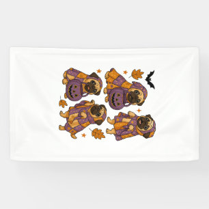 Pug Hond Geest Halloween Griezelig Spandoek