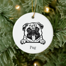 Pug hond gepersonaliseerde huisdier ornament, aang keramisch ornament