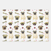Pug Hond Geschenkverpakkingsset Inpakpapier Vel (Voorkant 3)